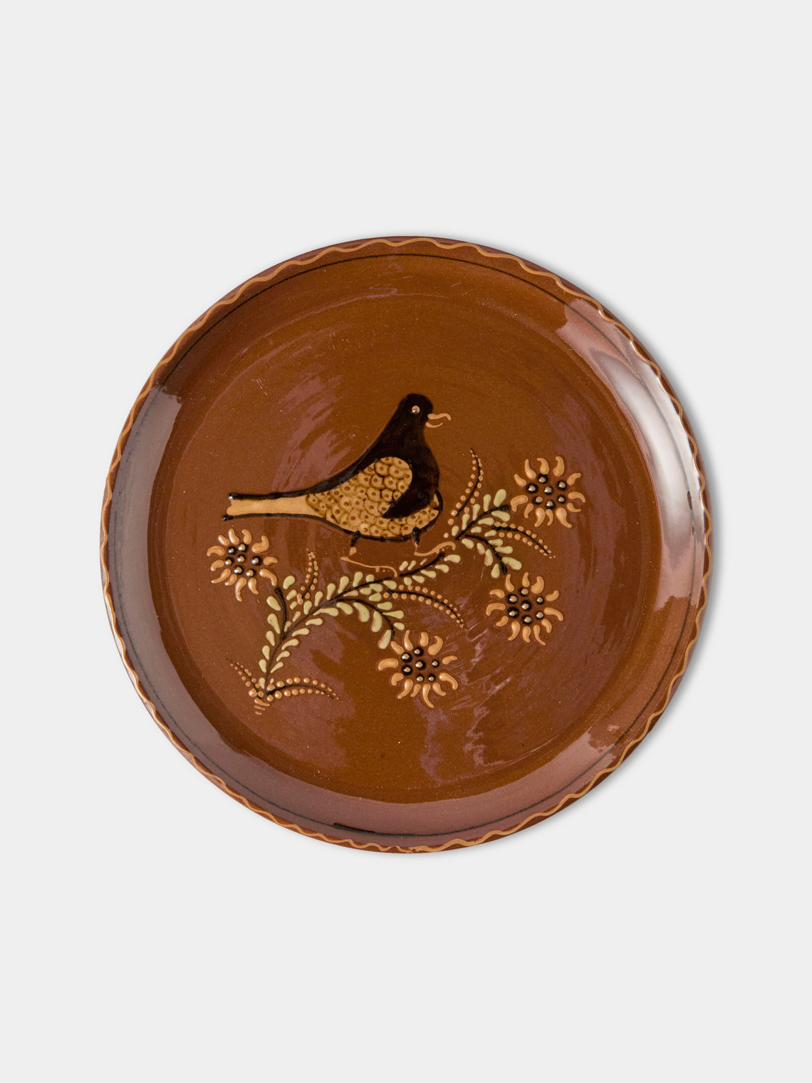 Poterie d’Évires - Animals Hand-Painted Ceramic Dinner Plates – 9.5in/24cm (Set of 4) - Light Brown - ABASK