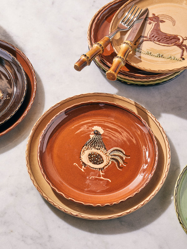 Poterie d’Évires - Animals Hand-Painted Ceramic Plates – 8in/20cm (Set of 8) - Multiple - ABASK