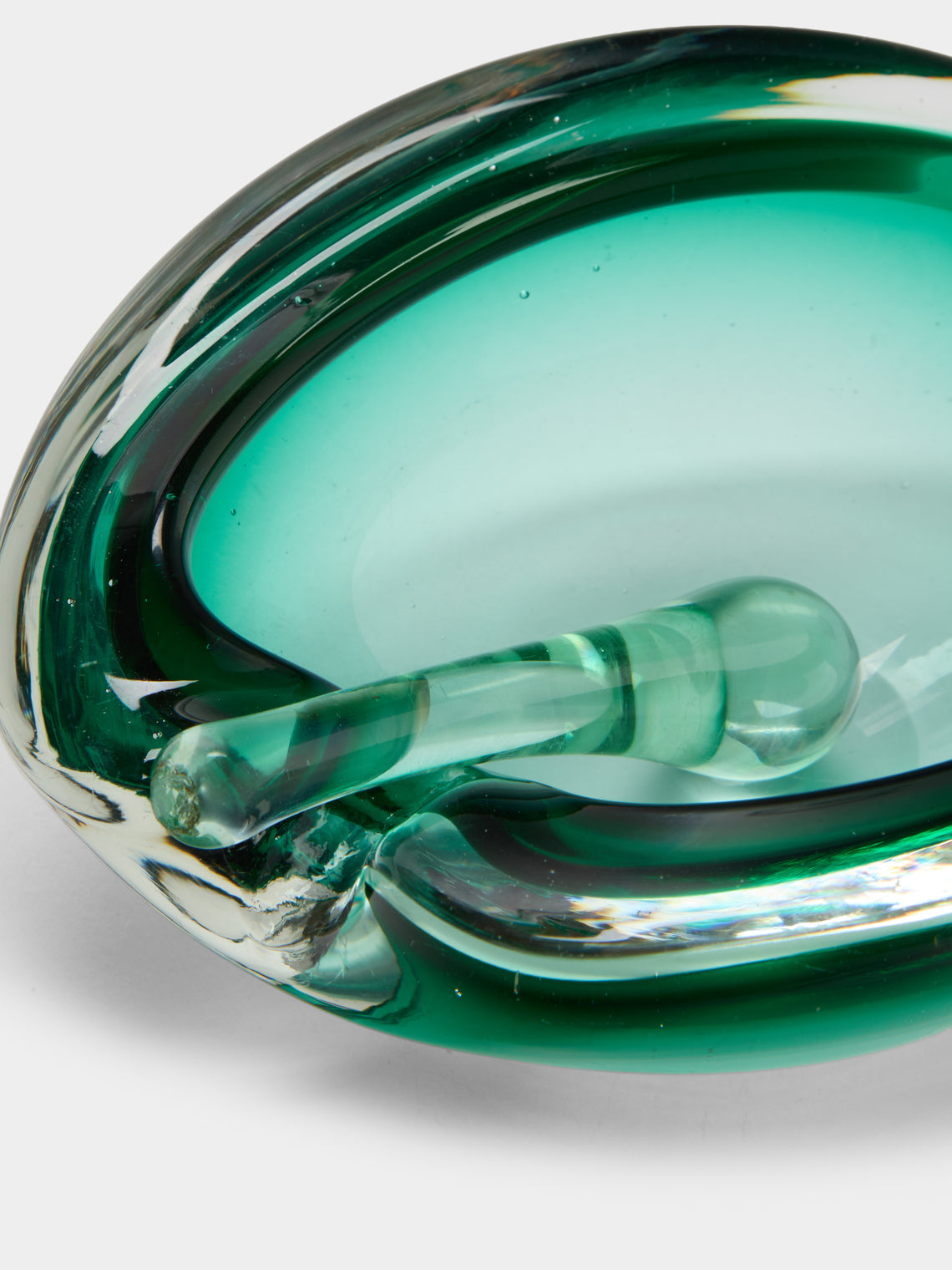 Antique and Vintage - Mid-Century Murano Glass Ashtray with Stopper - Green - ABASK