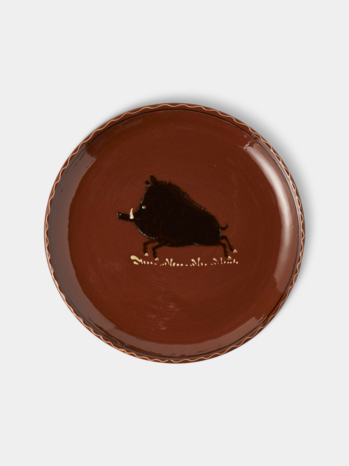 Poterie d’Évires - Animals Hand-Painted Ceramic Plates – 9.5in/24cm (Set of 8) - Light brown - ABASK