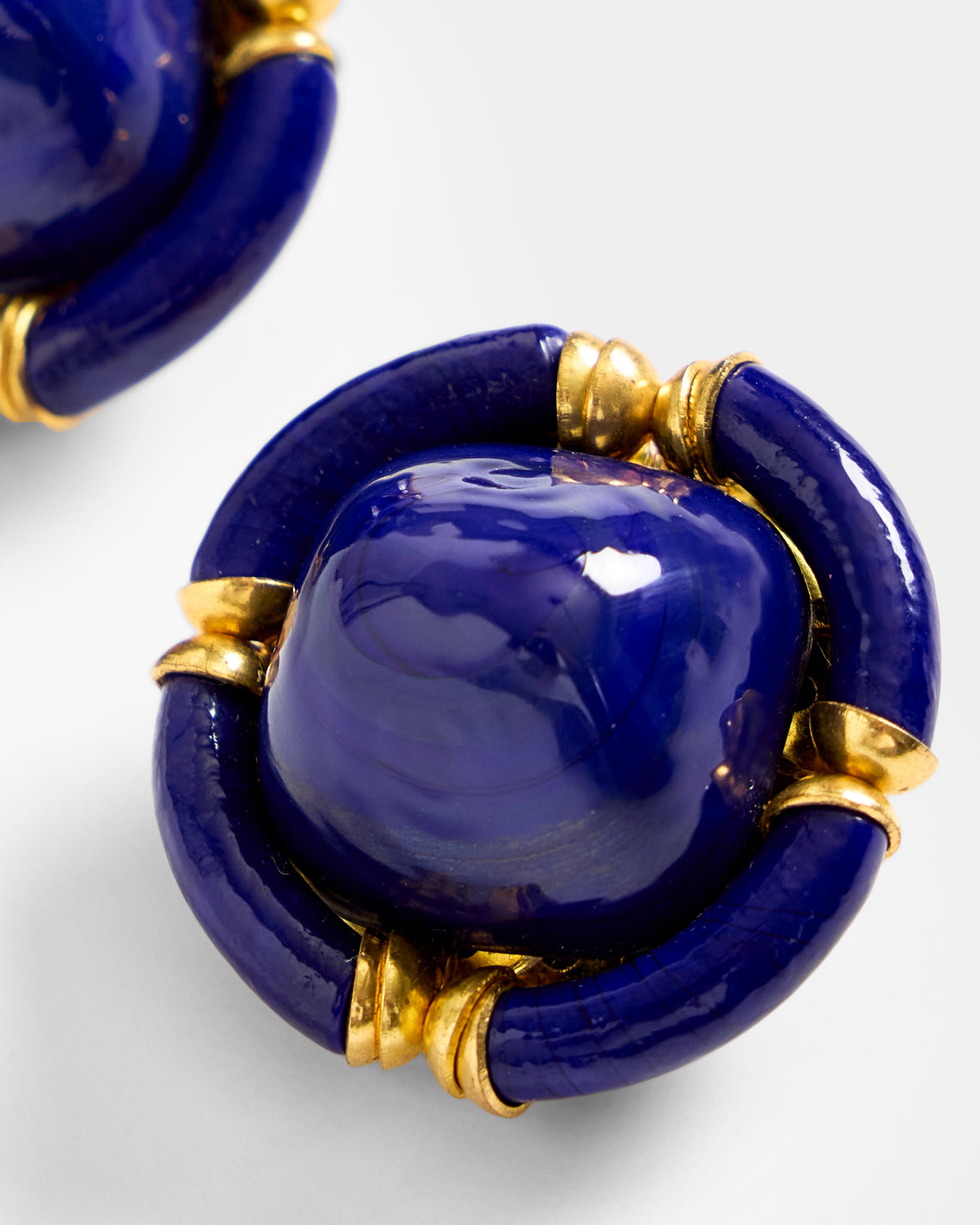 Mahnaz Collection - Women's Vintage 1960s Archimede Seguso Italian Yellow Gold, Murano Glass and Rhinestone Clip-On Earrings - Gold - ABASK