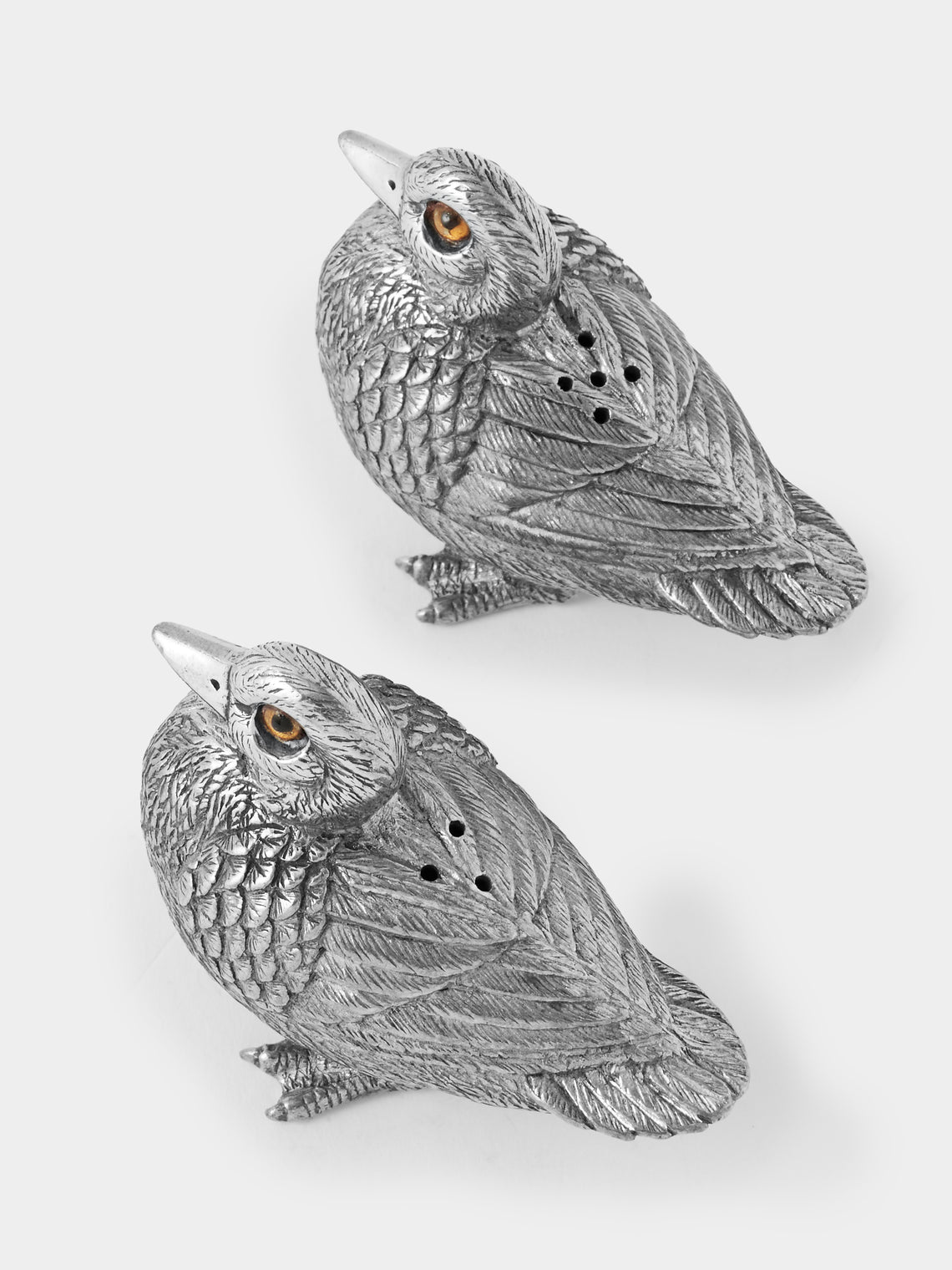 Au Bain Marie - | Set of 2 | Duck Pewter Salt and Pepper Shakers - Silver - ABASK