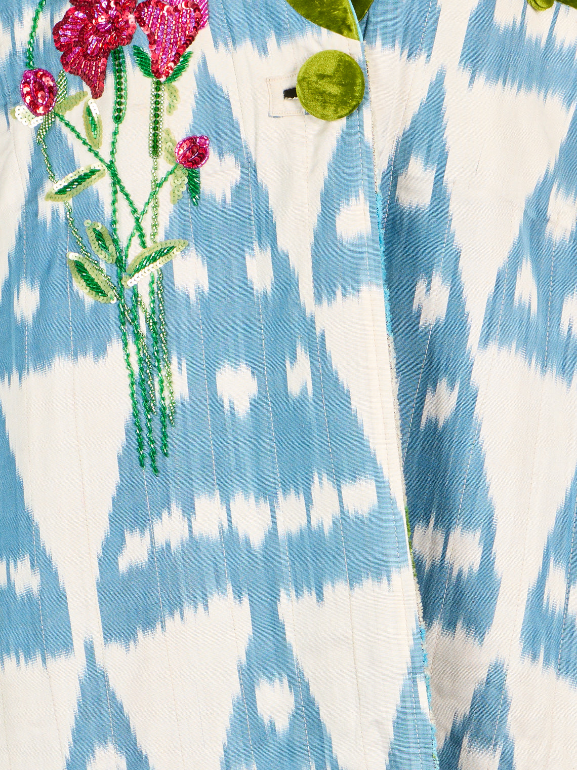 Nazzy Beglari - Hand-Loomed Ikat Velvet Reversible Robe | One Size - Multiple - ABASK