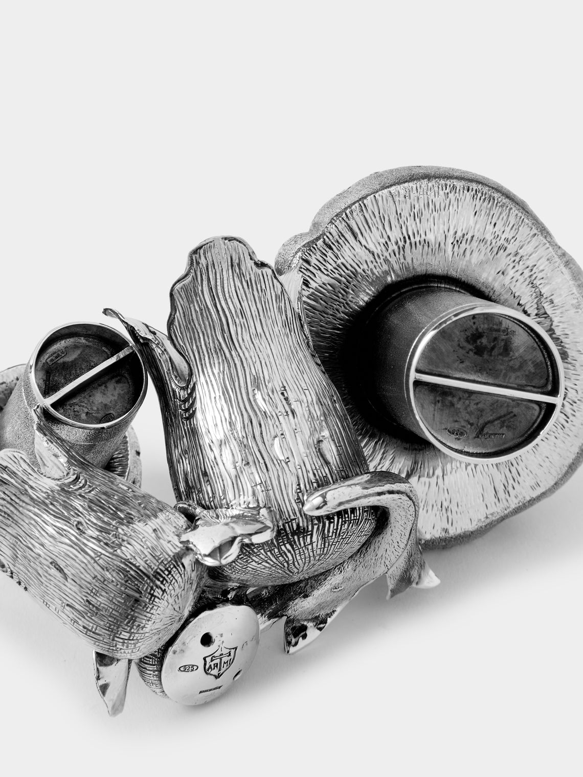 Milanese Silver - Mushroom Sterling Silver Large Salt and Pepper Shakers (Set of 2) - Silver - ABASK