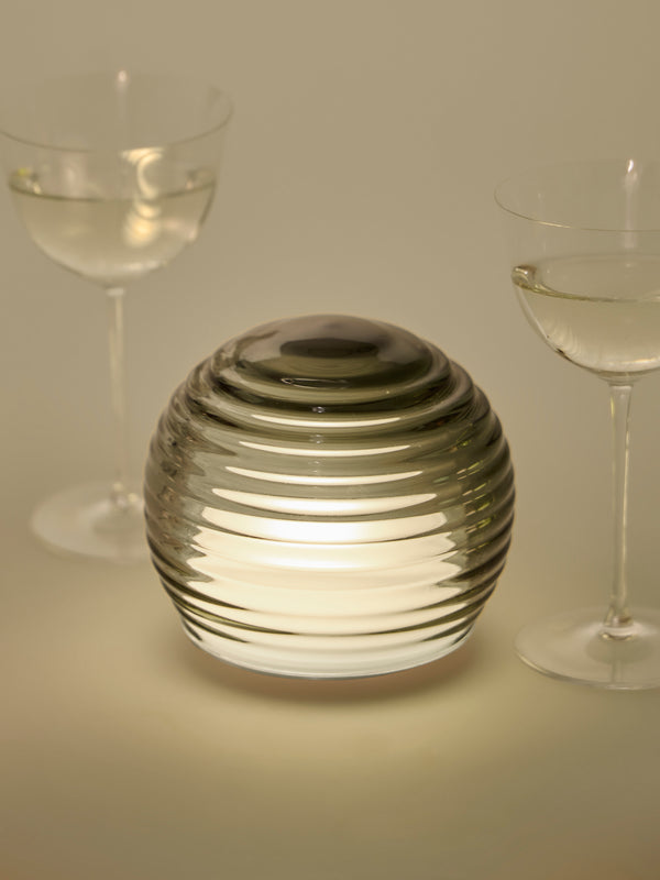Green Wolf Lighting - Titanio Curve Hand-Blown Murano Glass Portable Table Light - Gray - ABASK