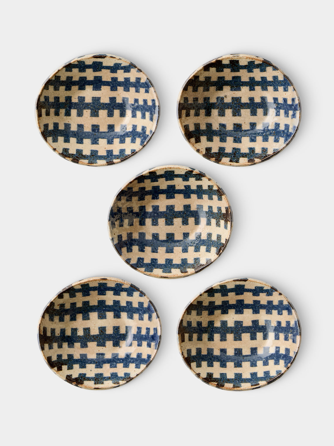 Makidani-gama - Nerikomi Ceramic Small Oval Bowls (Set of 5) - Multiple - ABASK