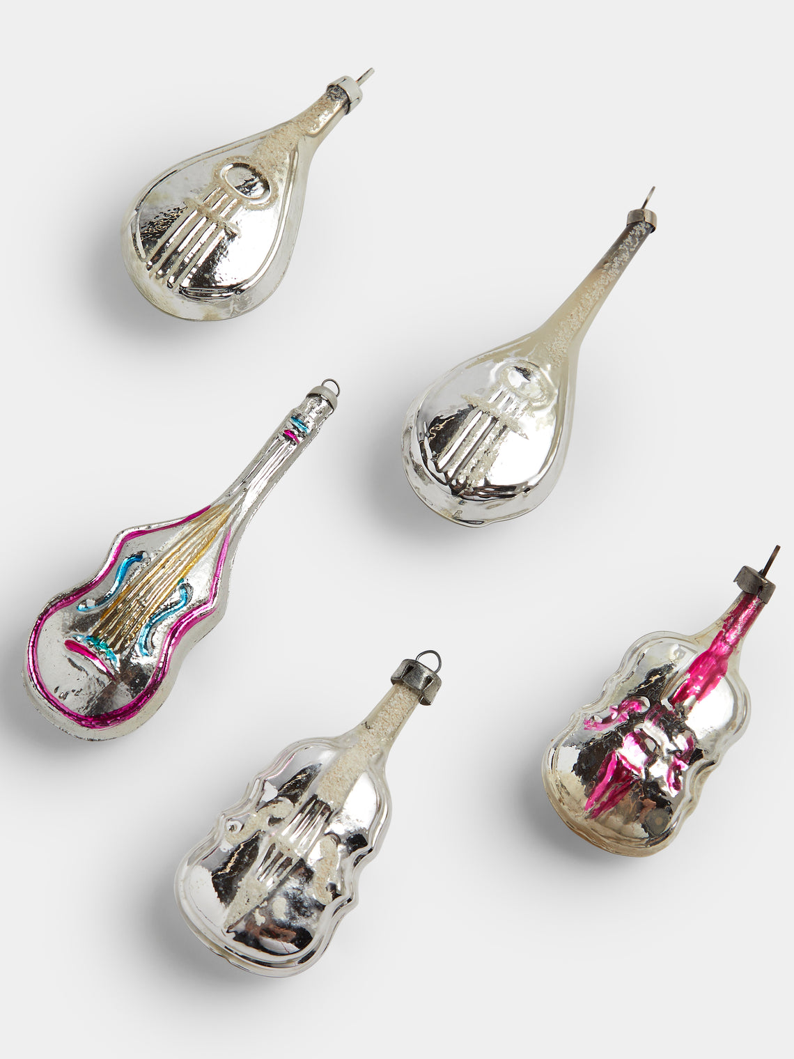Antique and Vintage - Early-20th-Century Musical Instruments Glass Baubles (Set of 5) - Silver - ABASK