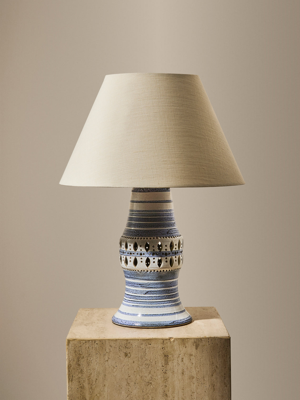 Antique and Vintage - 1950s Georges Pelletier Ceramic Table Lamp - White - ABASK