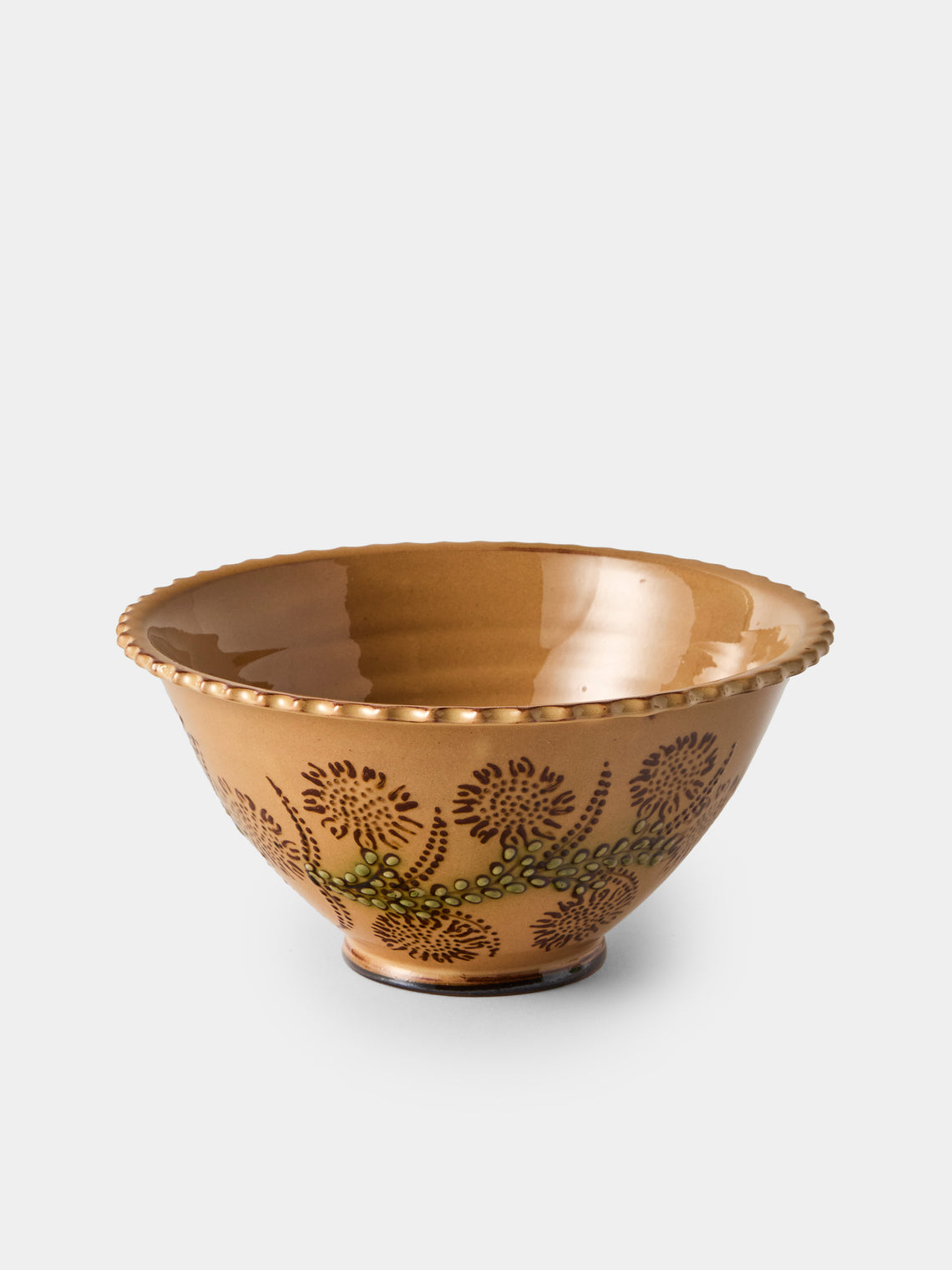 Poterie d’Évires - Flowers Hand-Painted Ceramic Fluted Bowls (Set of 4) - Multiple - ABASK