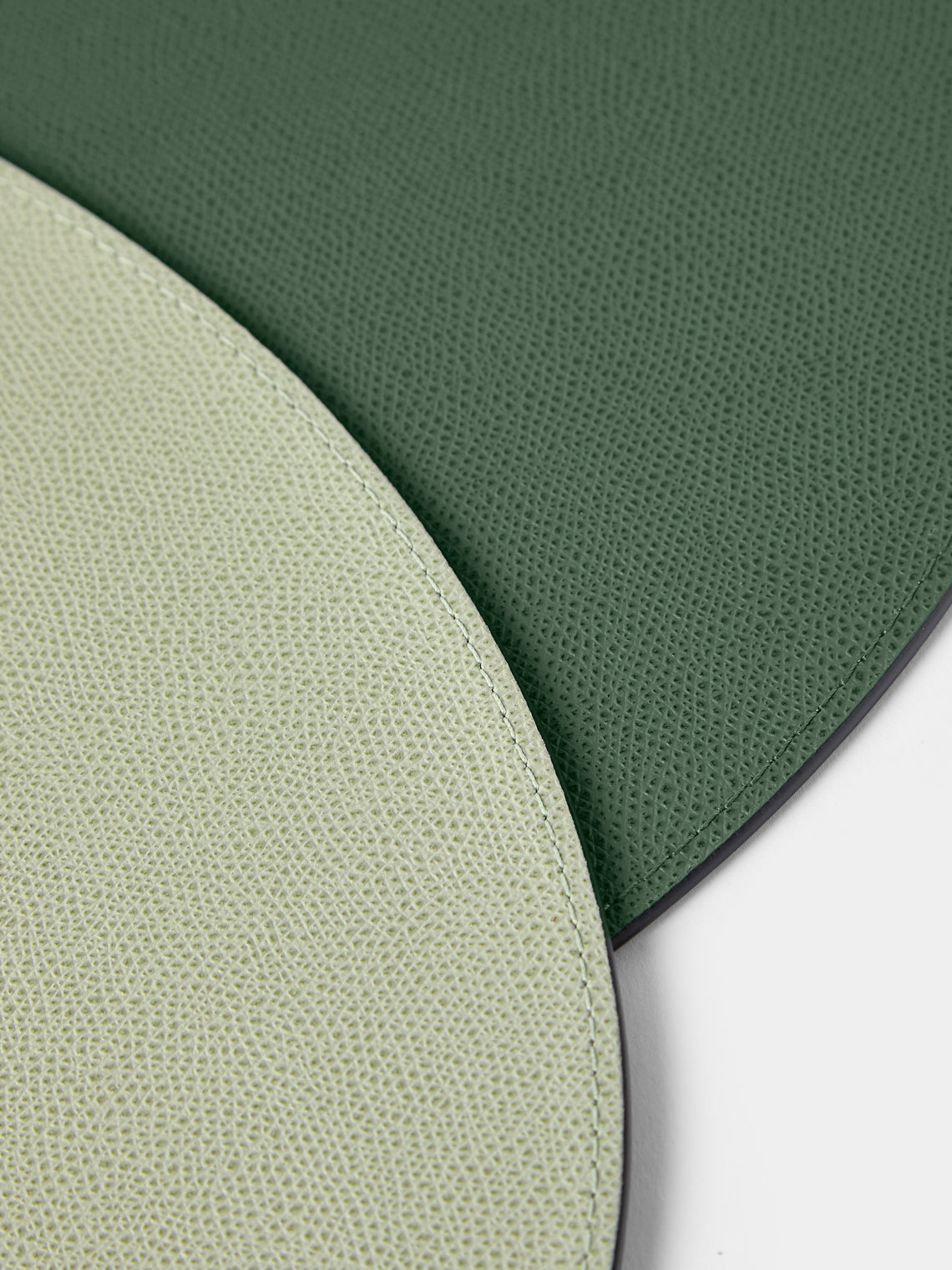 Giobagnara - David Leather Oval Reversible Placemats with Holder (Set of 6) - Green - ABASK