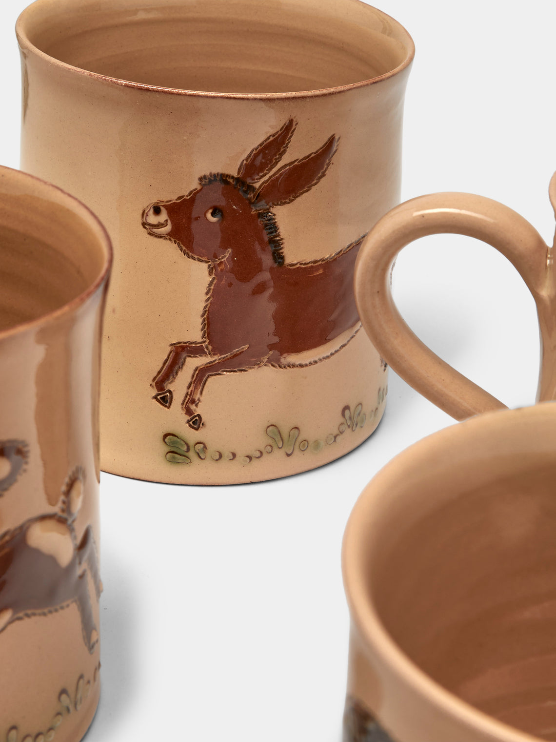 Poterie d’Évires - Animals Hand-Painted Ceramic Mugs (Set of 4) - Cream - ABASK