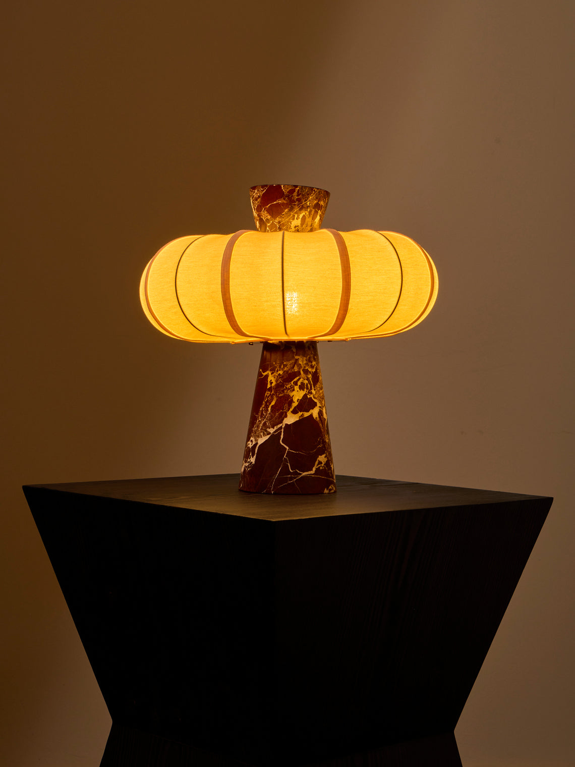 Zavadski - Andorra Art Deco Stone and Fabric Table Lamp - Red - ABASK
