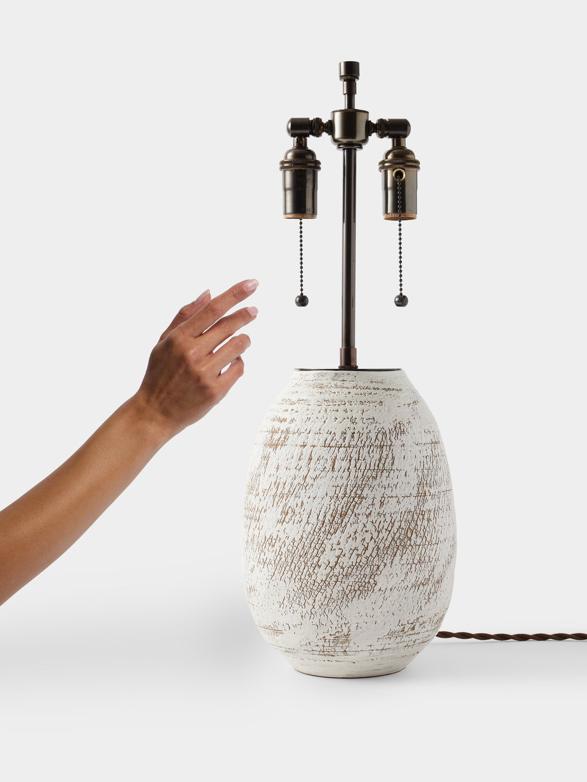 Peter Speliopoulos Projects - Hand-Glazed Stoneware Table Lamp - White - ABASK