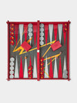 Valeria Molinari - Fire Hand-Painted Watercolor Wood Backgammon Set - Red - ABASK - 