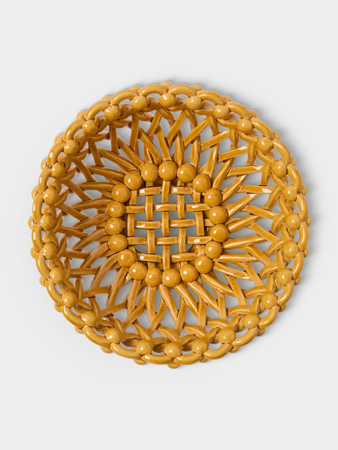 Maison Pichon Uzès - Hand-Glazed Ceramic Braided Serving Bowl - Yellow - ABASK