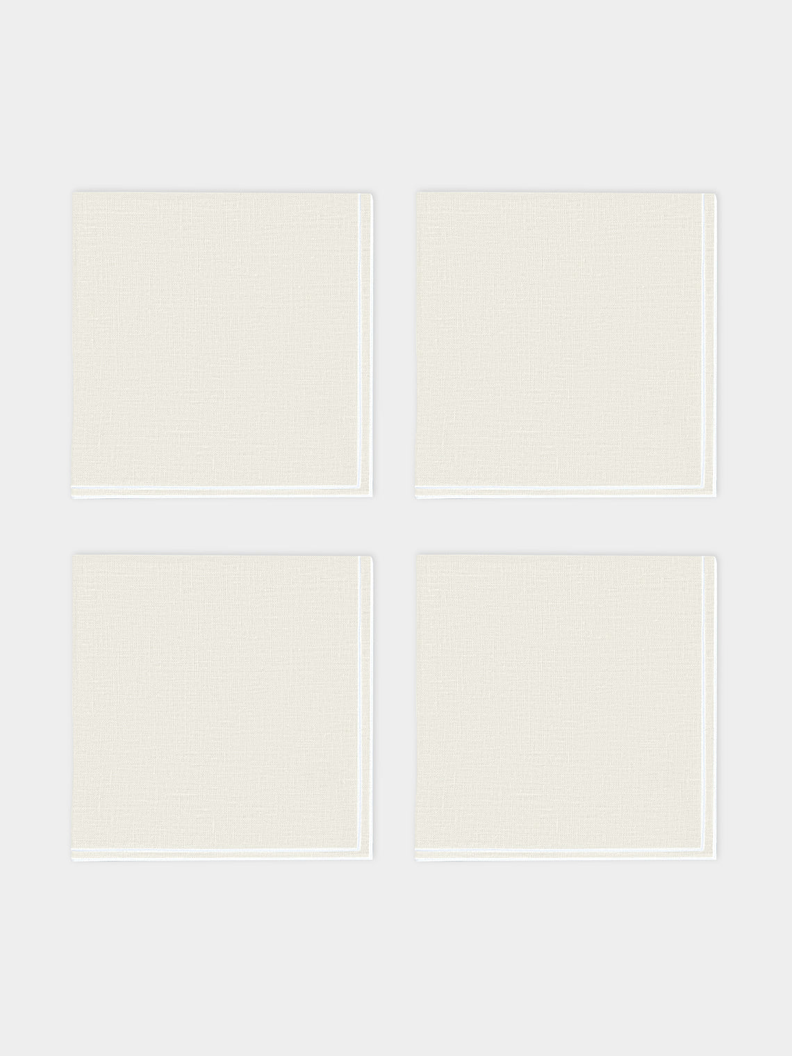 La Gallina Matta - D.Q Embroidered Linen Napkins (Set of 4) - White - ABASK