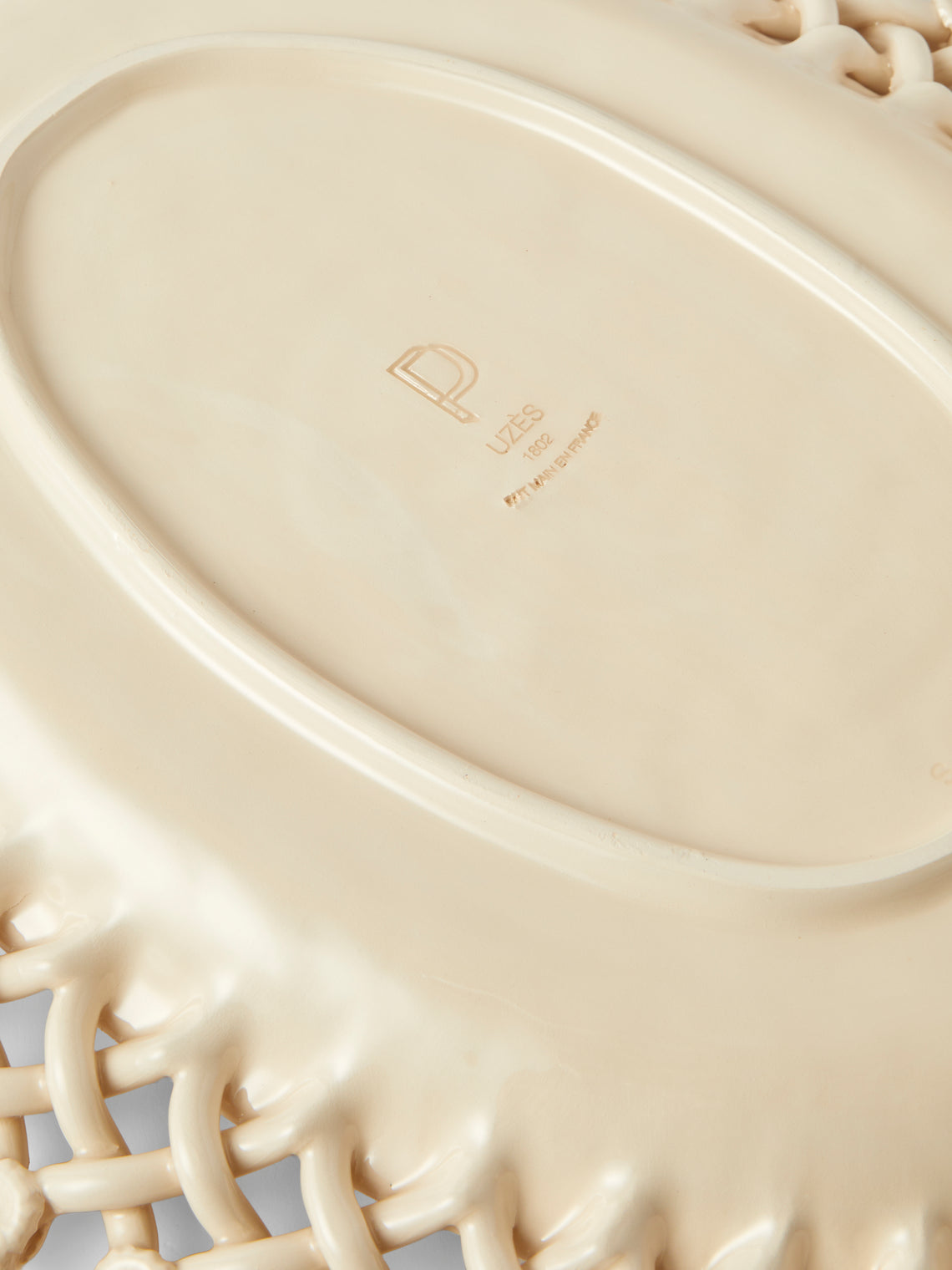 Maison Pichon Uzès - Meleia Hand-Glazed Ceramic Braided Platter - White - ABASK