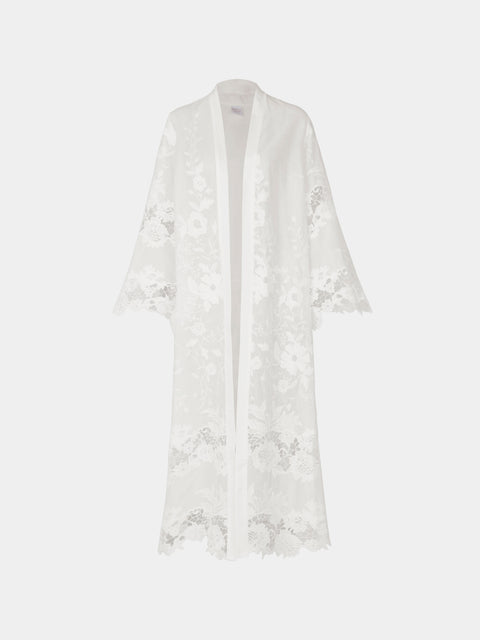 Loretta Caponi - Ansedonia Embroidered Cotton Robe | Size: S - White - ABASK - 