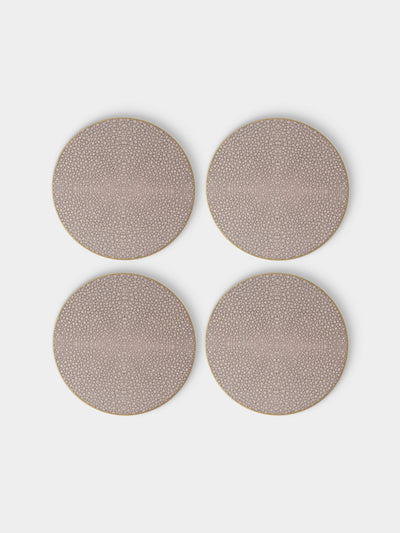 HestiaLiving - | Set of 4 | Prestige Faux Shagreen Coasters - Brown - ABASK - 