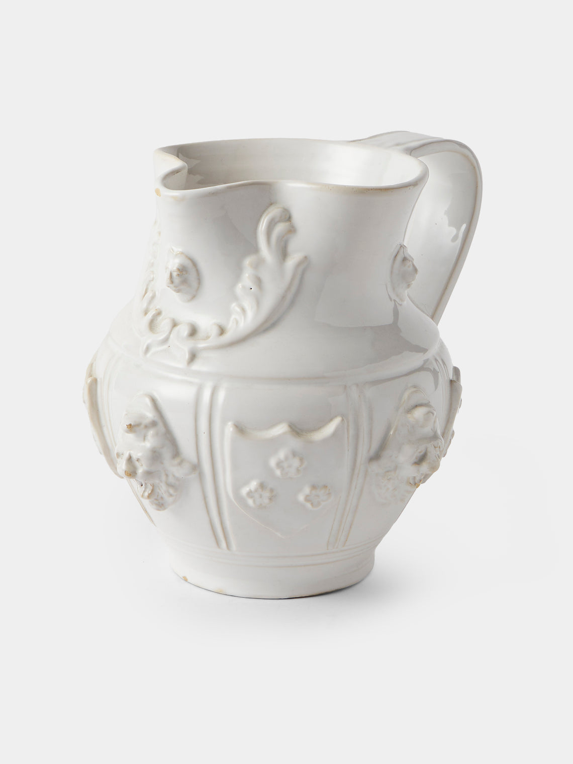 Antique and Vintage - 1940s Émile Tessier Ceramic Faces Vase (10in/25.5cm) - White - ABASK - 