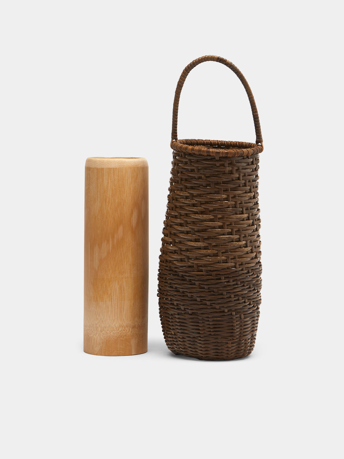 Junpei Kawaguchi - Handwoven Rattan Basket with Handle - Brown - ABASK