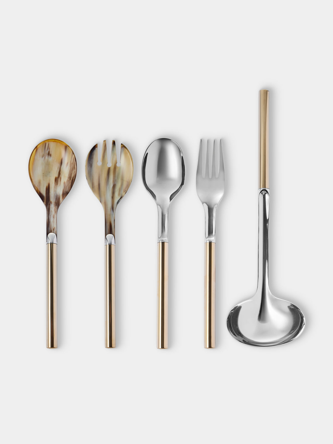 San Lorenzo - 1979 Afra and Tobia Scarpa Sterling Silver and Gold Serving Cutlery in Wooden Box (Set of 5) - Silver - ABASK - 