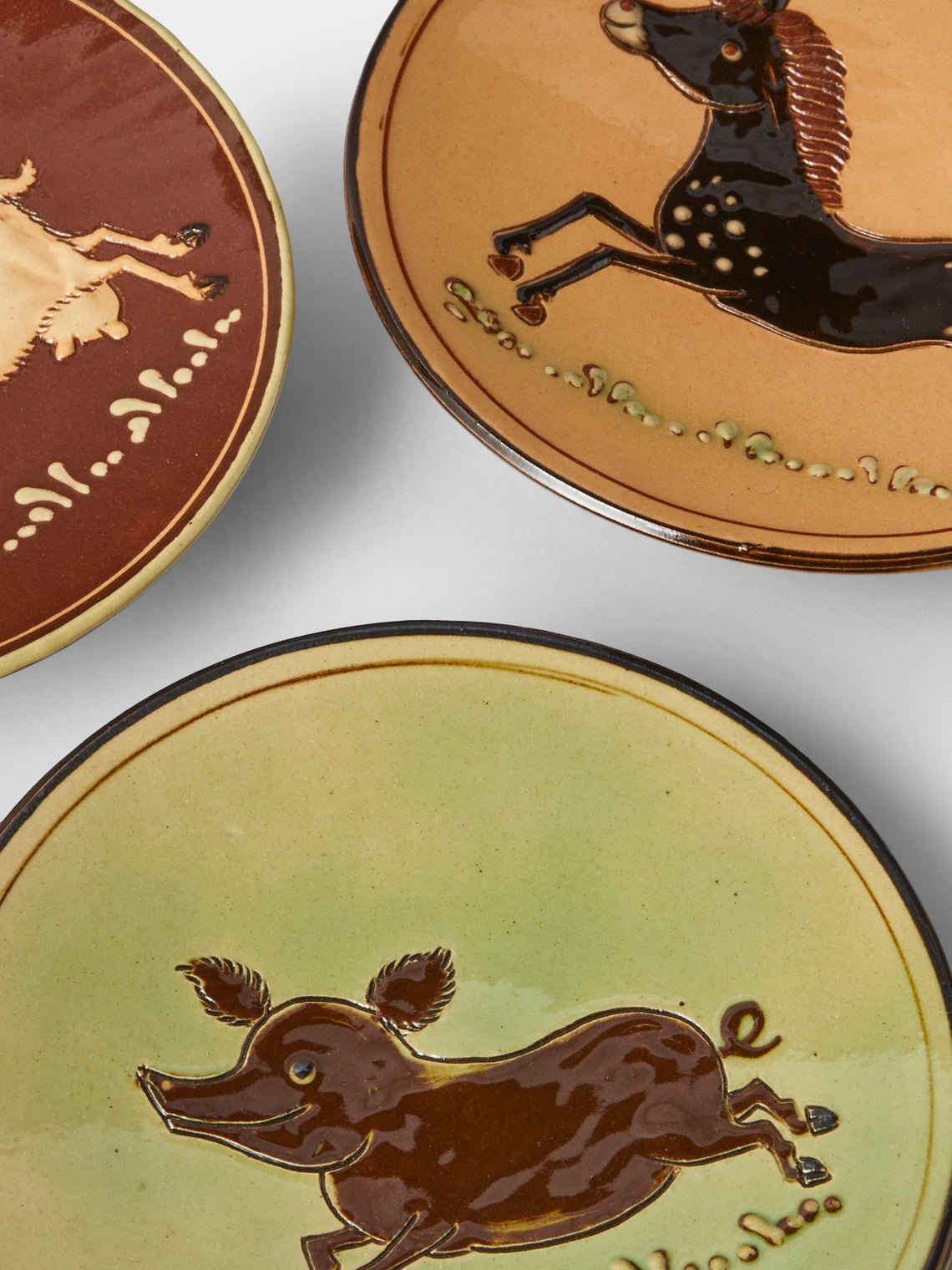 Poterie d’Évires - Animals Hand-Painted Ceramic Plates – 5.5in/14cm (Set of 4) - Multiple - ABASK