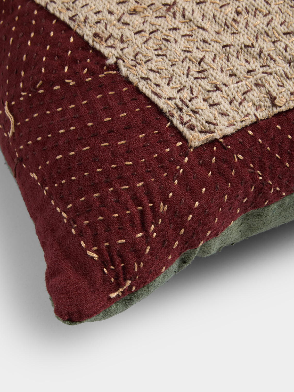 By Walid - 19th-Century Edwardian Needlepoint Wool and Linen Cushion (23in/58cm) - Multiple - ABASK