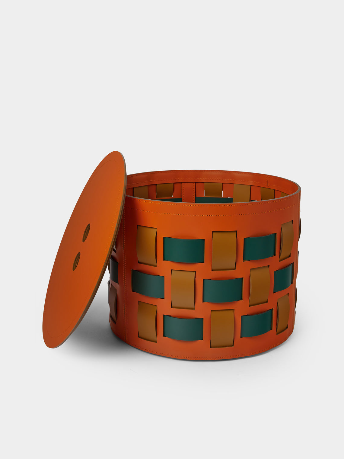 RUDI - Lisbona No. 09 Leather Round Basket - Multiple - ABASK