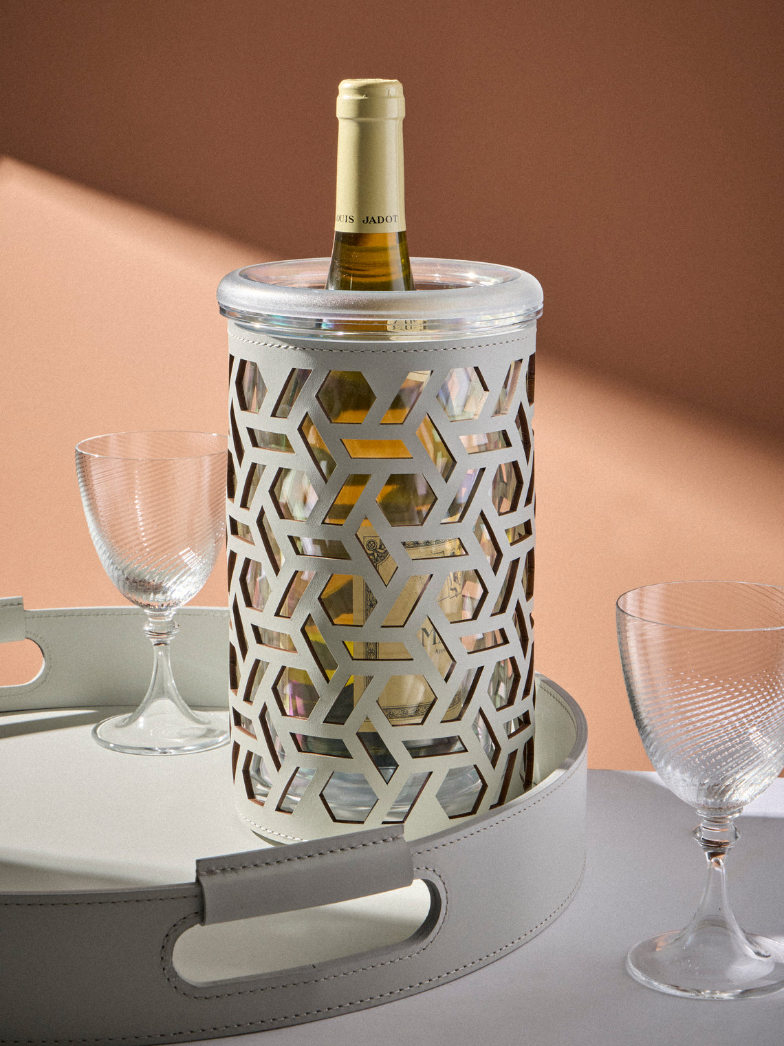 RUDI - Stelvio Leather Thermal Bottle Cooler - White - ABASK