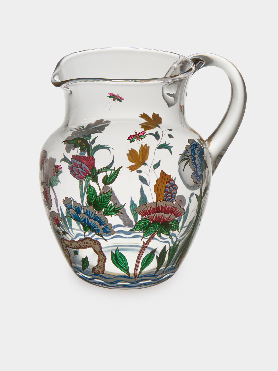 Lobmeyr - Chinese Flowers Hand-Blown Crystal Water Pitcher - Blue - ABASK