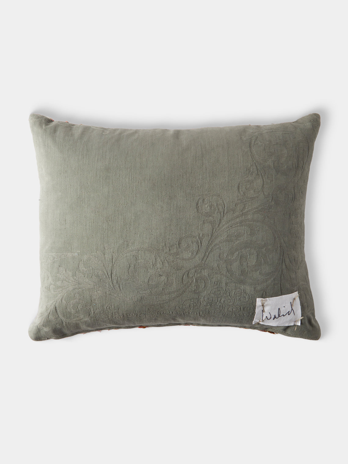 By Walid - 19th-Century Paisley Patchwork Wool and Damask Cushion (17.5in/45cm) - Multiple - ABASK