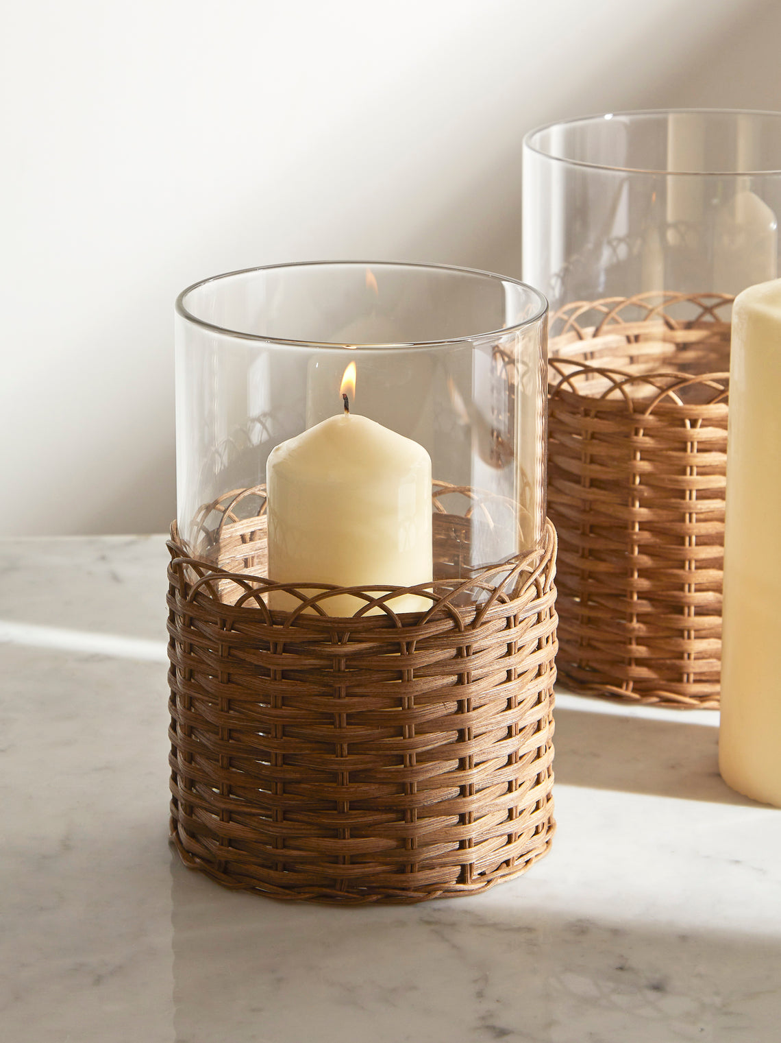 Pigment France - Wideville Rattan Small Candle Holder - Brown - ABASK