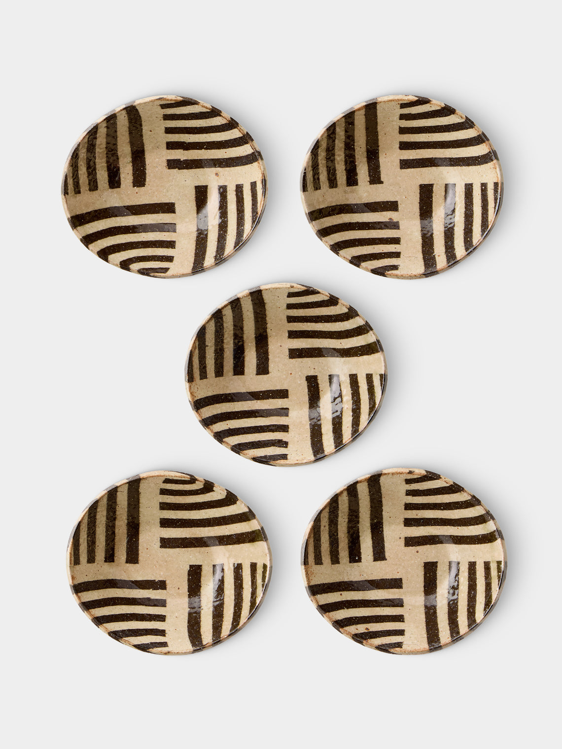 Makidani-gama - Nerikomi Ceramic Small Oval Bowls (Set of 5) - Multiple - ABASK