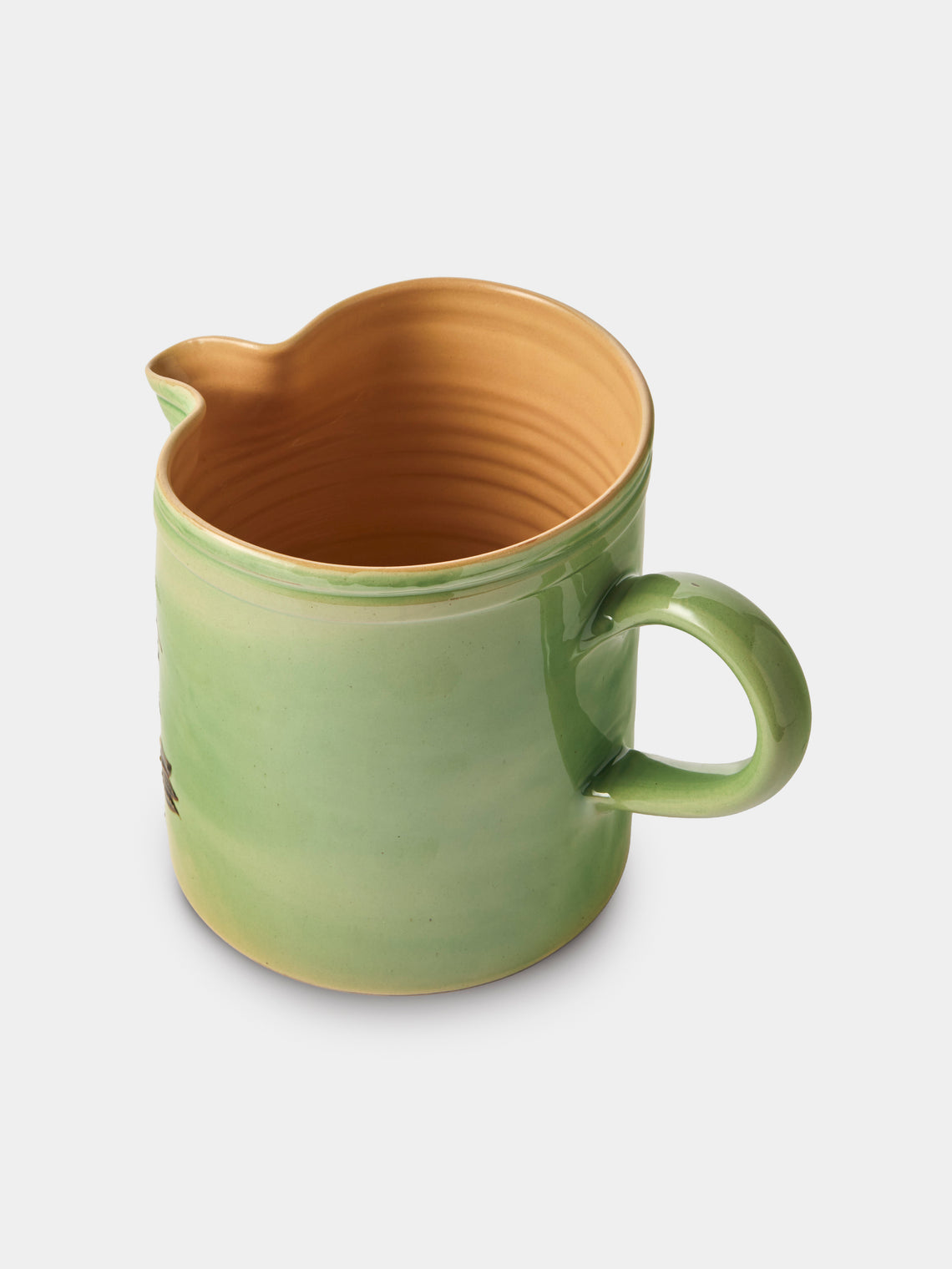 Poterie d’Évires - Flowers Hand-Painted Ceramic Straight-Edge Large Jug - Green - ABASK