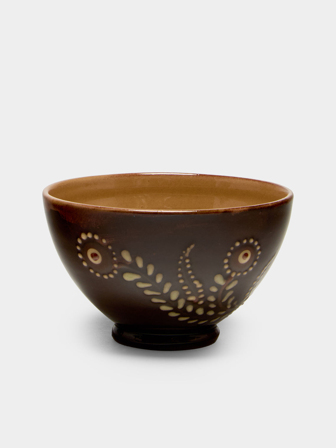 Poterie d’Évires - Flowers Hand-Painted Ceramic Petite Bowls (Set of 6) - Dark brown - ABASK