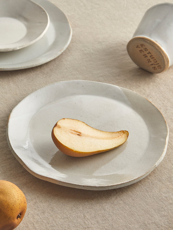Estudio Vernís - Wood-Fired Stoneware Dinner Plates 9in/23cm (Set of 6) - White - ABASK