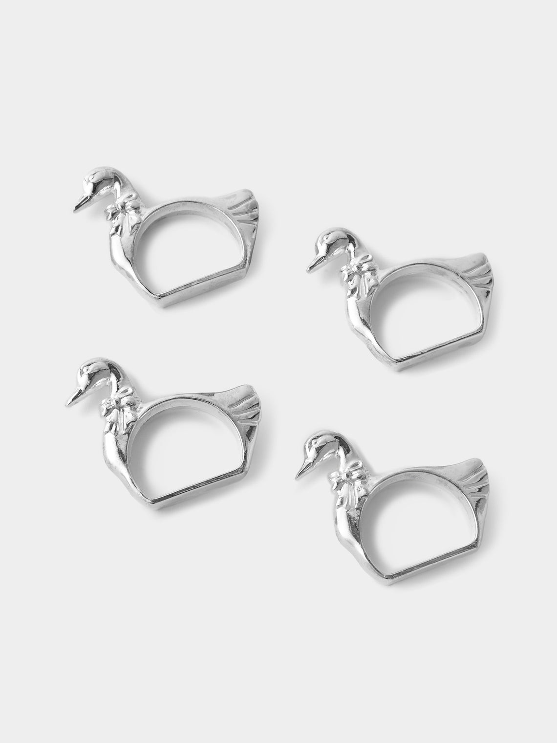 Antique and Vintage - 1980s Duck Silver-Plated Napkin Rings (Set of 4) - Silver - ABASK