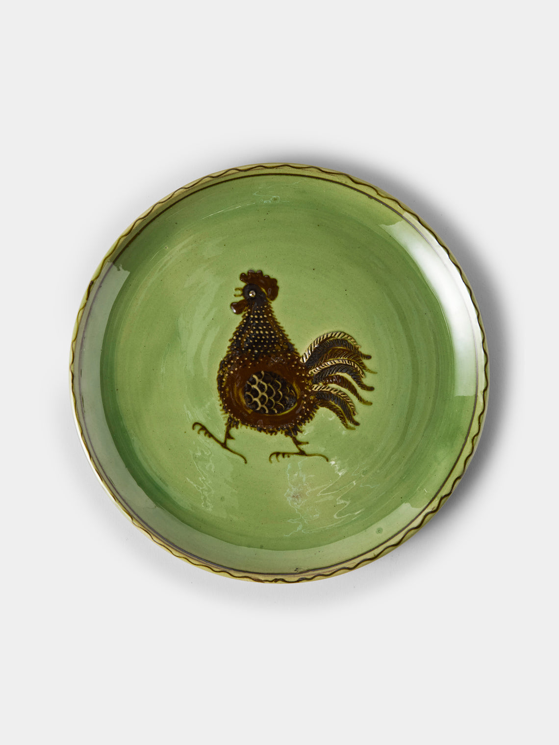 Poterie d’Évires - Animals Hand-Painted Ceramic Dinner Plates – 9.5in/24cm (Set of 4) - Green - ABASK