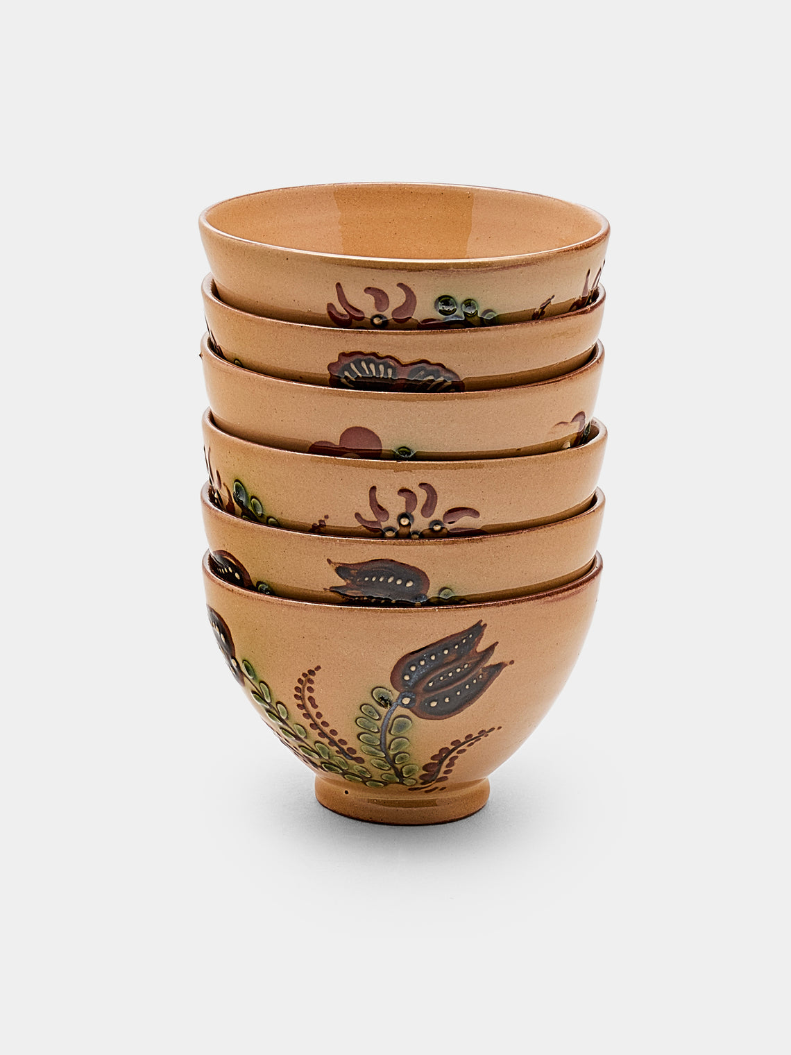 Poterie d’Évires - Flowers Hand-Painted Ceramic Petit Bowls (Set of 6) - Cream - ABASK - 
