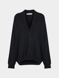 Arch4 - Oona Baby Goat Cashmere V-Neck Sweater | Size: S - Black - ABASK - 