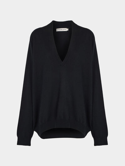 Arch4 - Oona Baby Goat Cashmere V-Neck Sweater | Size: S - Black - ABASK - 