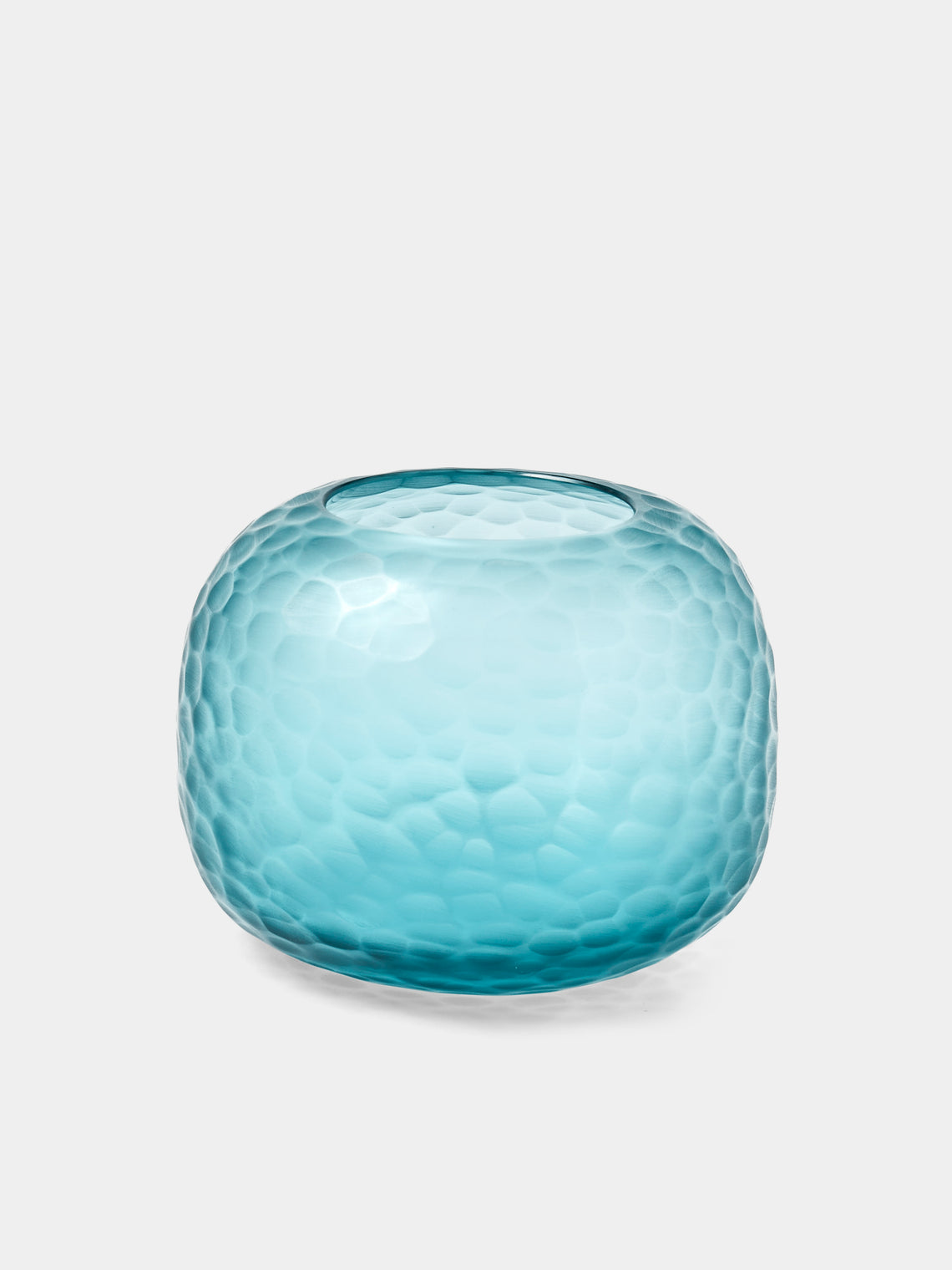 Micheluzzi Glass - Riccio Acqua Diamante Hand-Blown Murano Glass Vase (6in/15cm) - Blue - ABASK - 