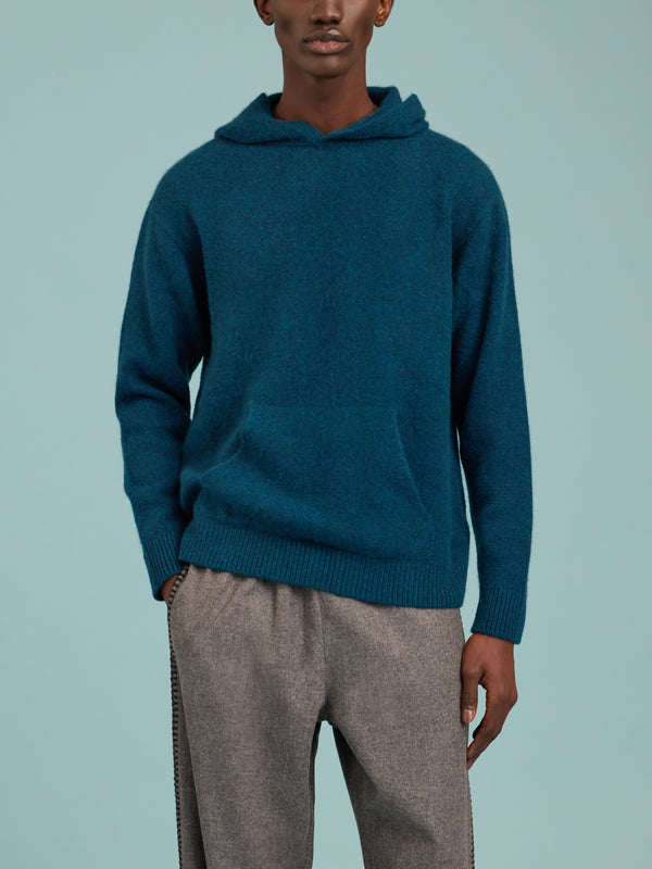 The Elder Statesman - Relaxed Cashmere Hoodie | Size: M - Blue - ABASK