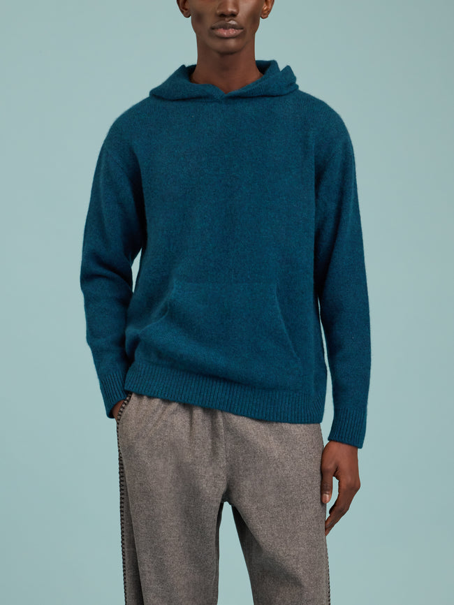 The Elder Statesman - Relaxed Cashmere Hoodie | Size: M - Blue - ABASK