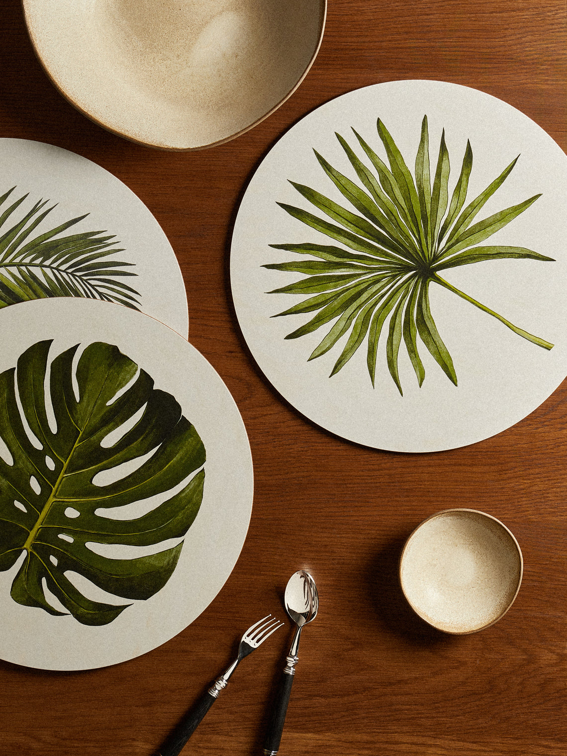 HestiaLiving - | Set of 4 | Palm Tree Wood Placemats - Green - ABASK