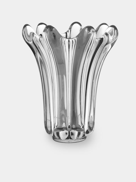 Antique and Vintage - Mid-Century Crystal Vase (10in/25.5cm) - Clear - ABASK - 