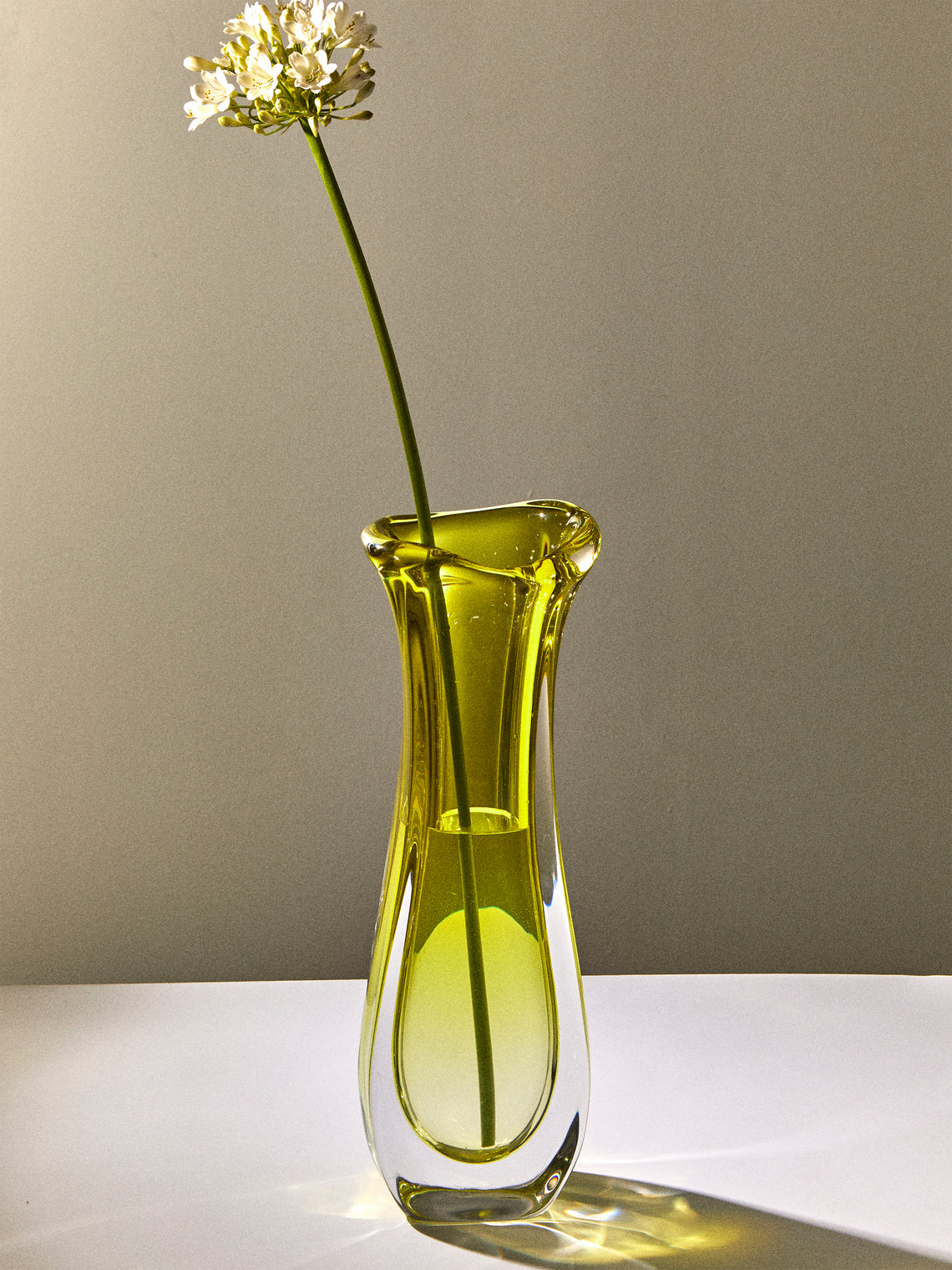 Antique and Vintage - 1920s Val Saint Lambert Crystal Vase (17in/43.5cm) - Green - ABASK