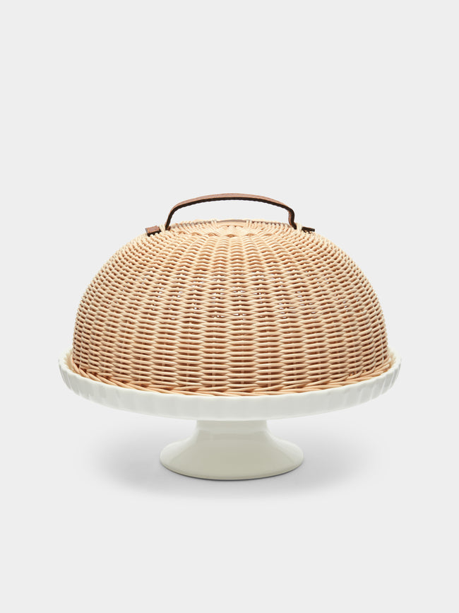 Mila Maurizi - Handwoven Wicker and Ceramic Domed Cake Stand -  - ABASK - 