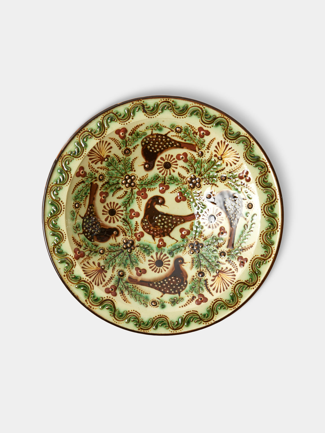 Poterie d’Évires - Birds Hand-Painted Ceramic Serving Bowl - Cream - ABASK
